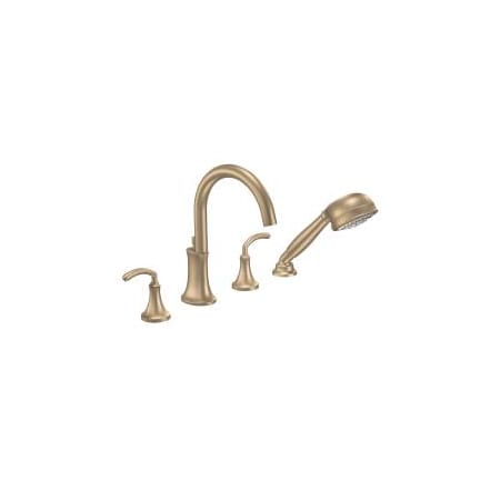 Moen Brushed Bronze Two-Handle Roman Tub Faucet Includes Hand Shower TS964BB